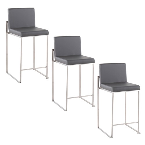 Fuji High Back 26" Fixed-height Counter Stool - Set Of 3